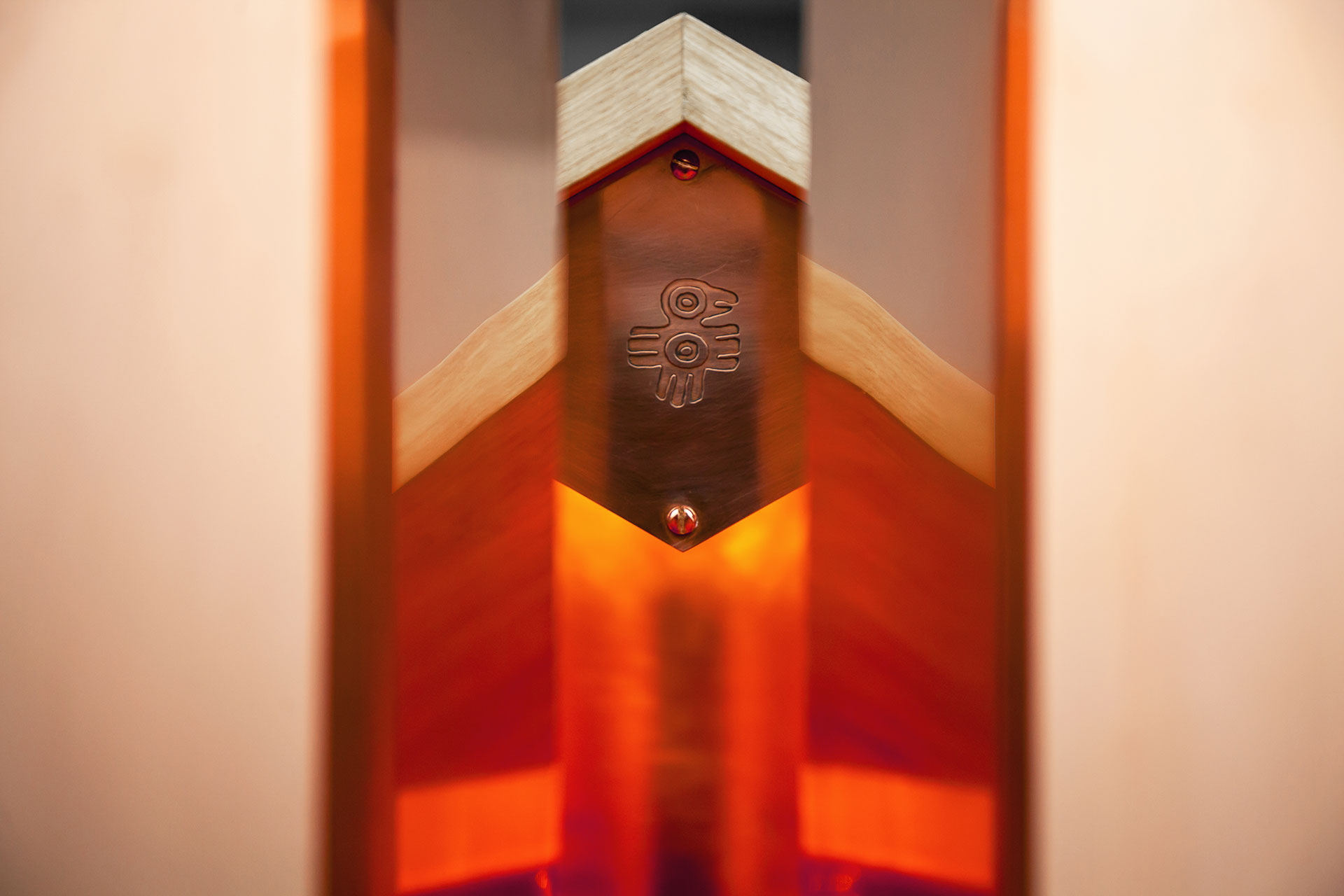 Zapalgo logo inside copper drink cabinet