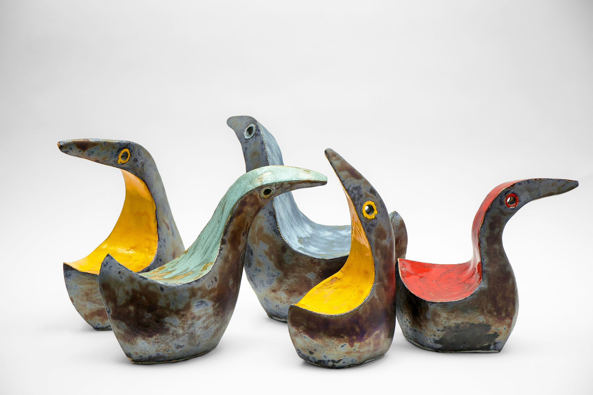 Ceramic bird figurines colorful decoration