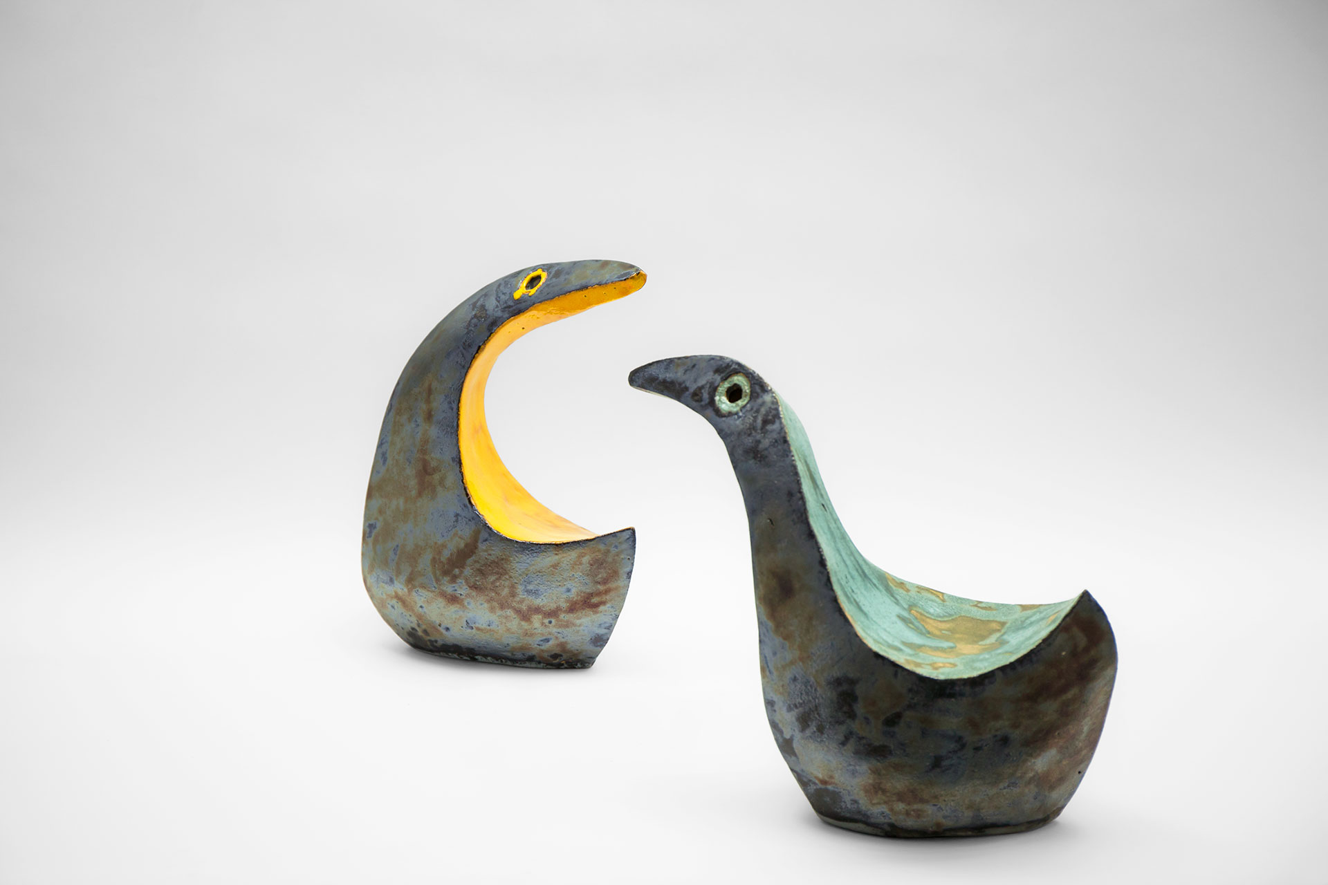 Ceramic art bird sculptures inspired by modern minimalist design