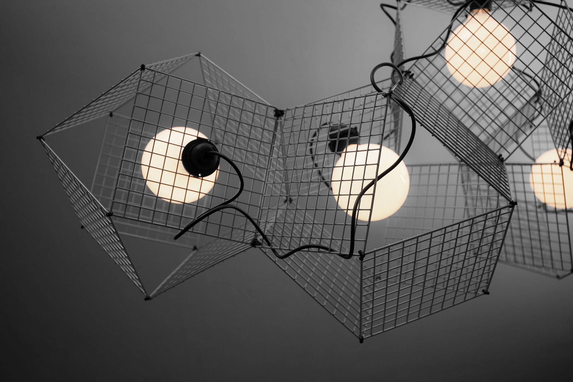 Industrial design chandelier inspired by installation art