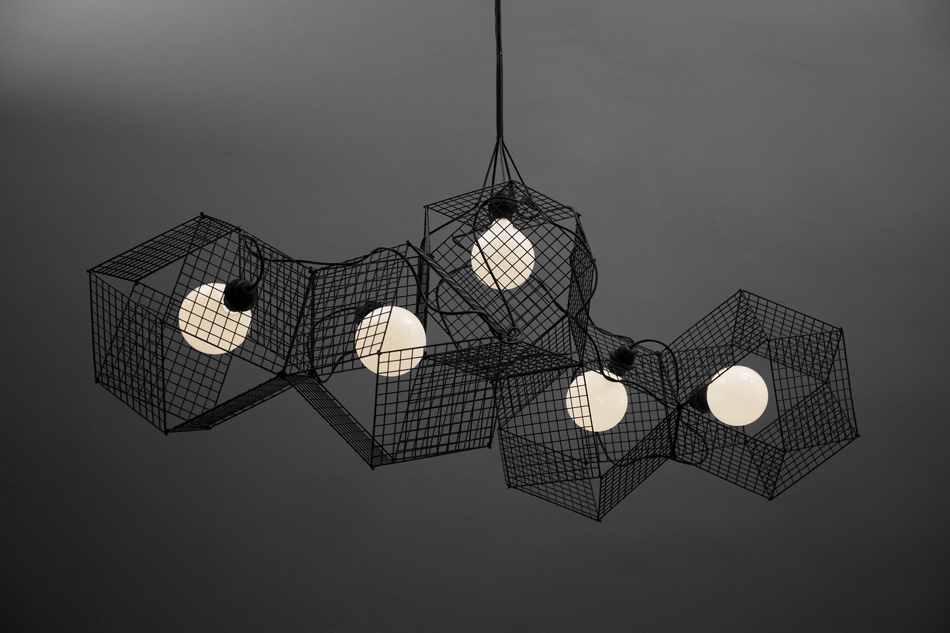 Installation art celing lamp in modern conceptual interior