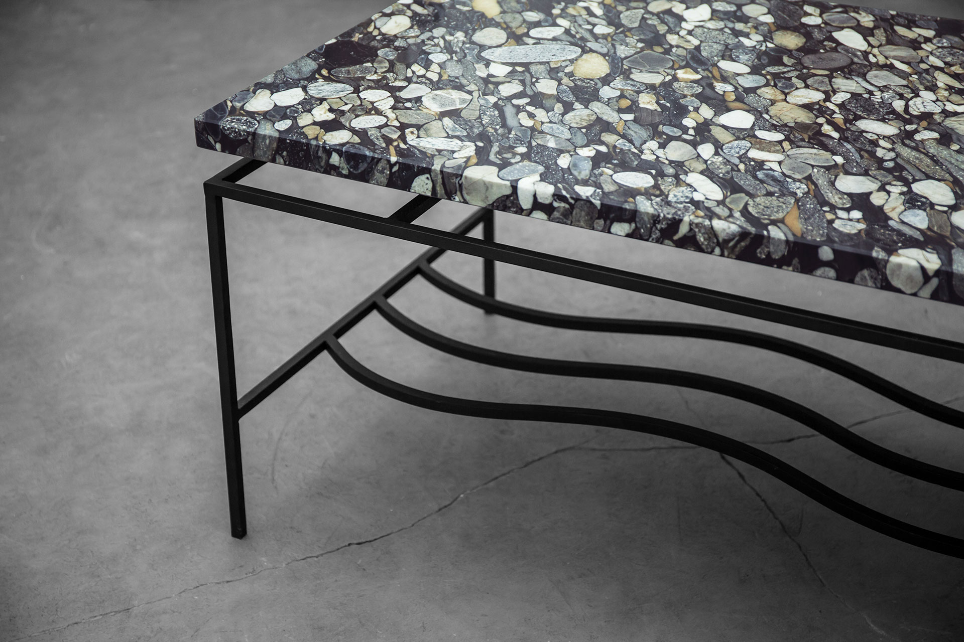 Large coffee table with incredible natural stone top