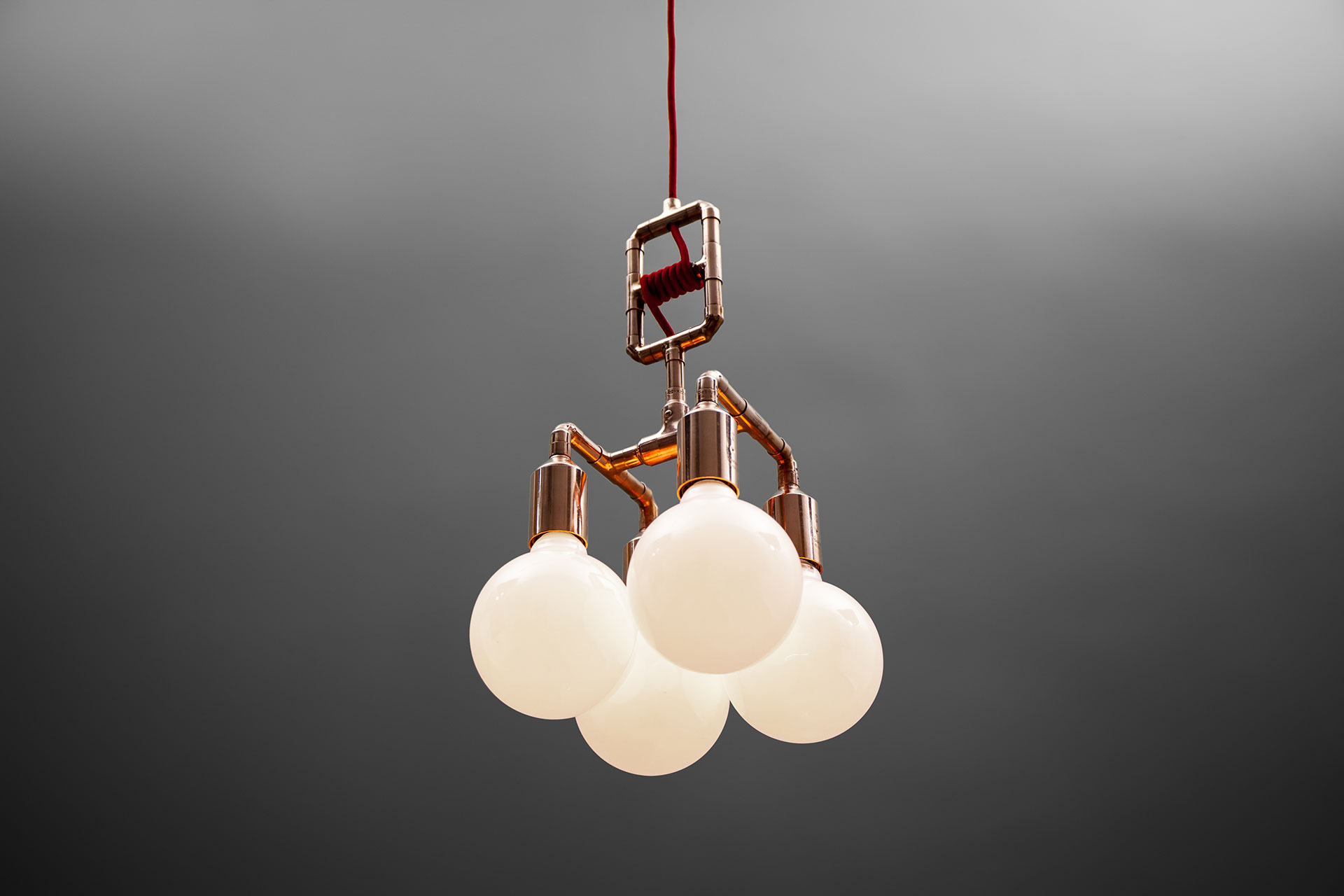 Industrial design 4 lights chandelier in copper or brass