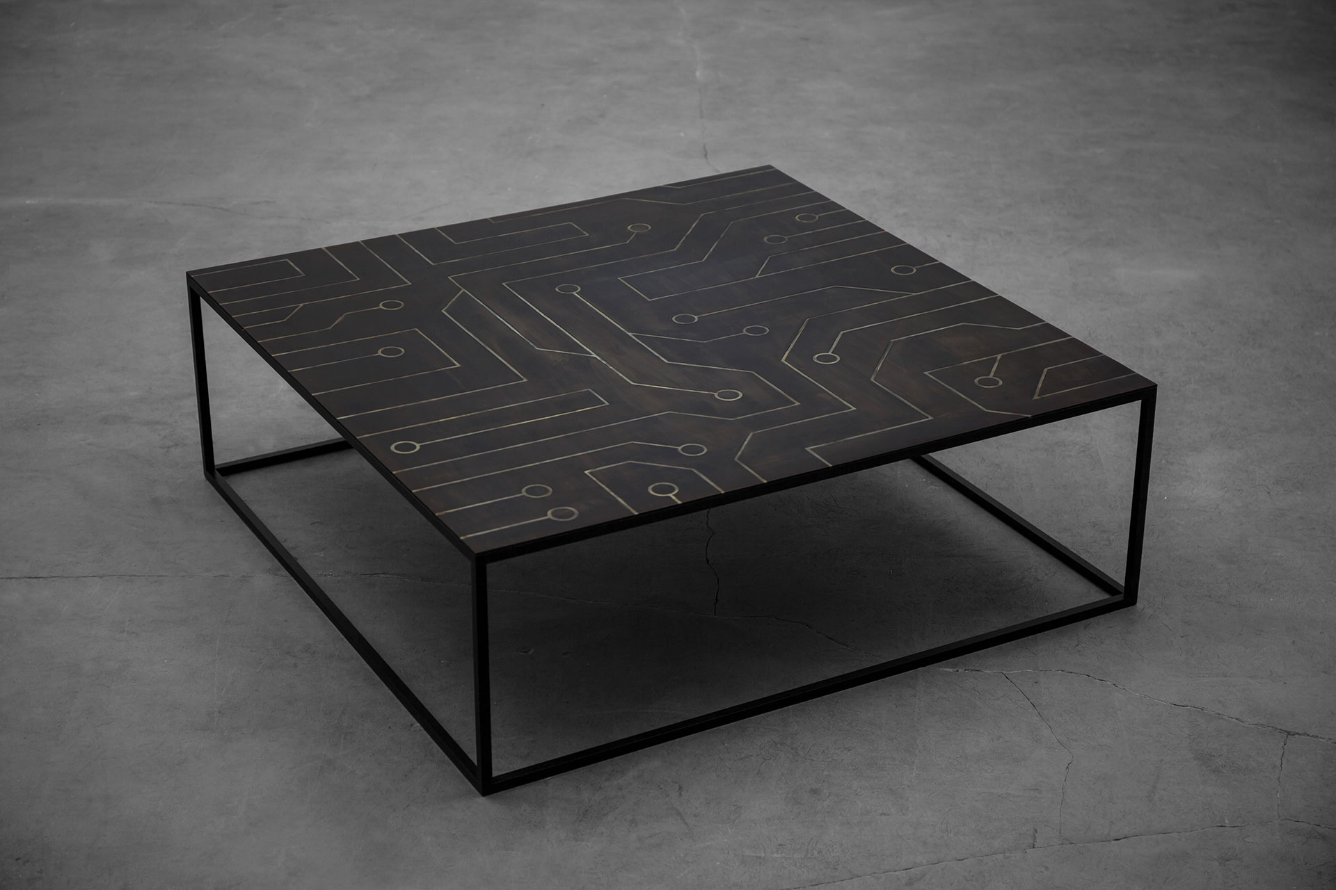 Futuristic design coffee table inspired by integrated circuit