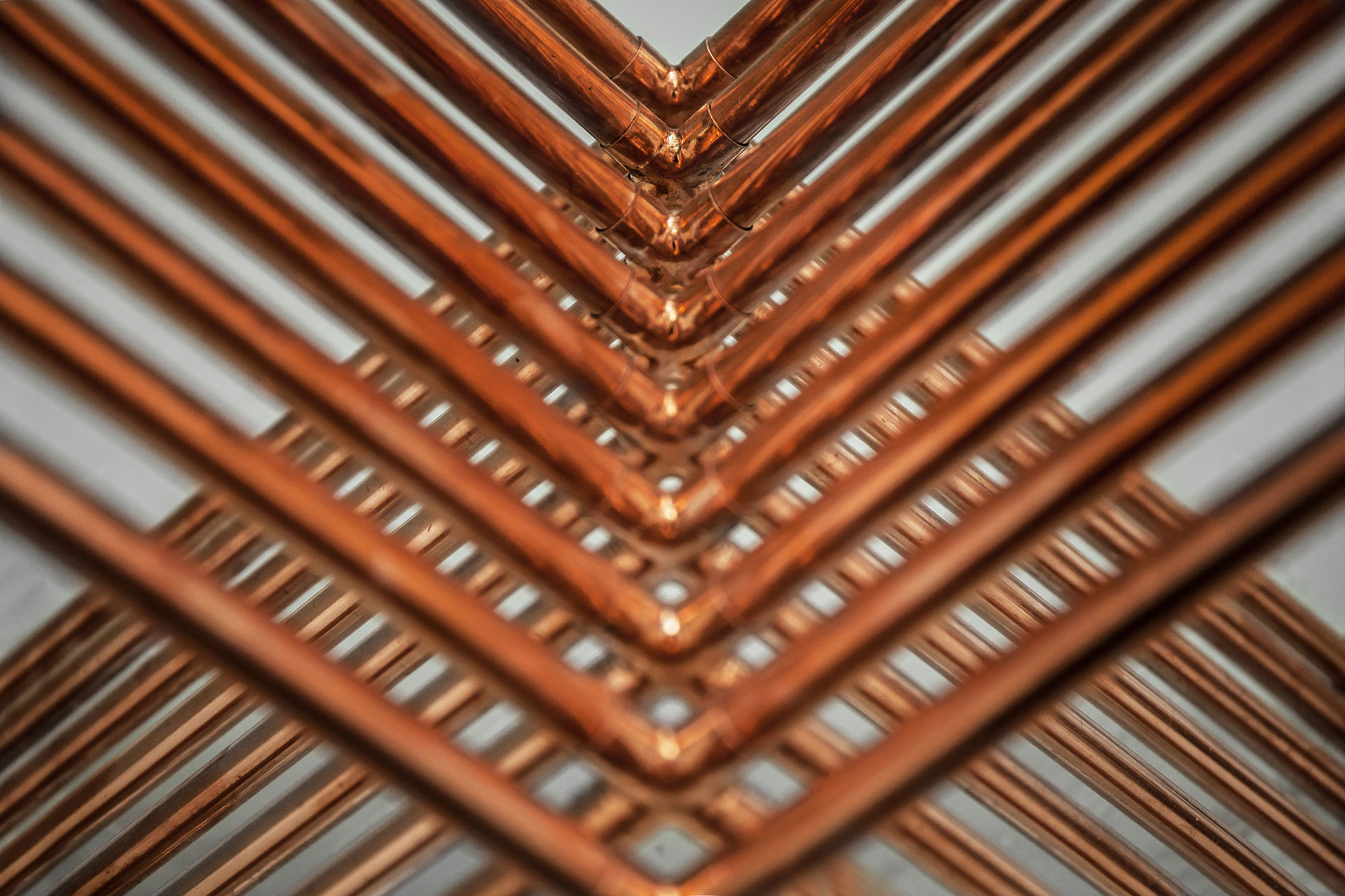 Geometric design copper chair